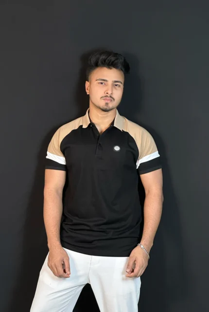 কালো কালার পোলো টি-শার্ট-CLV