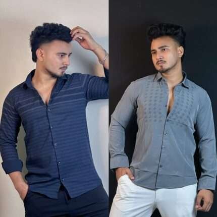 Nevy Blue+Ash Stone Shirt Combo| "N"Shape