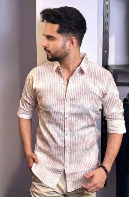 Pink White Printed Shirt-Star