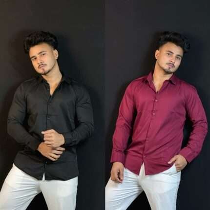 Black+Maroon Colour Formal Shirt Combo|CROSS