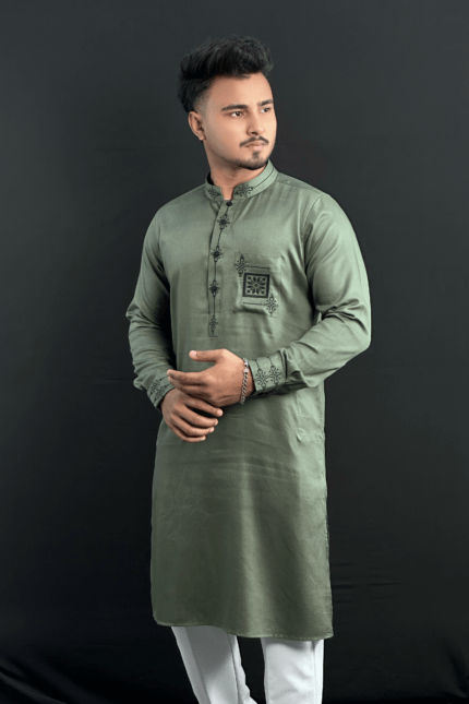 Olive Colour Premium Panjabi |BE