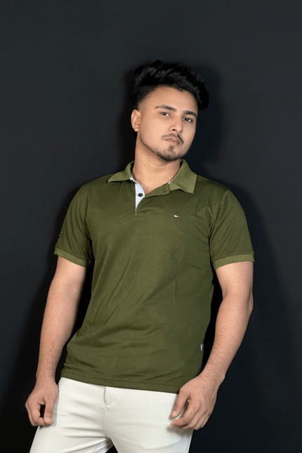 অলিভ কালার পোলো টি-শার্ট-TM