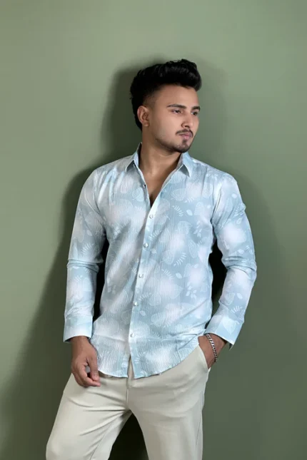 Sky White Printed Shirt-Floral