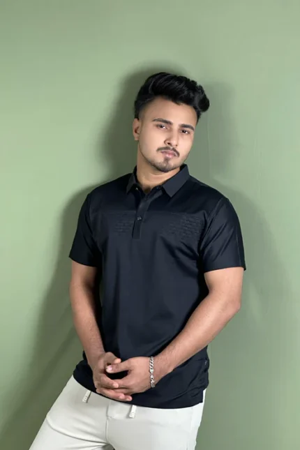 কালো কালার পোলো টি-শার্ট-BLV