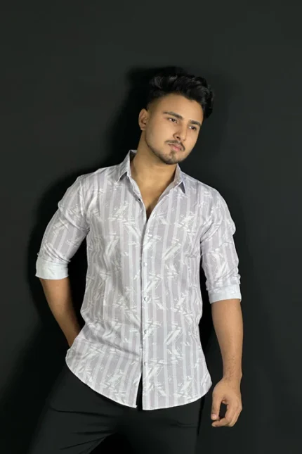 Purpel White Printed Shirt-Lstripe
