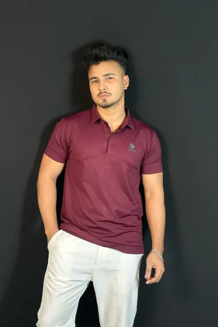 মেরুন কালার পোলো টি-শার্ট-T