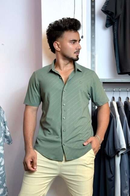 Green Colour Half Slevee Shirt |dir