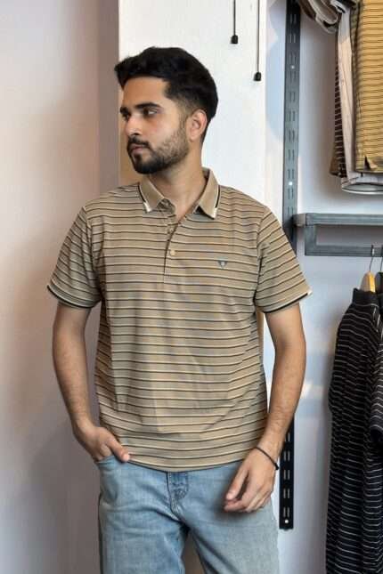 Coffee Stripe Polo T-Shirt |WBS
