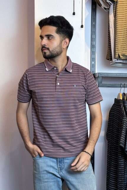 Violet Stripe Polo T-Shirt |WBS